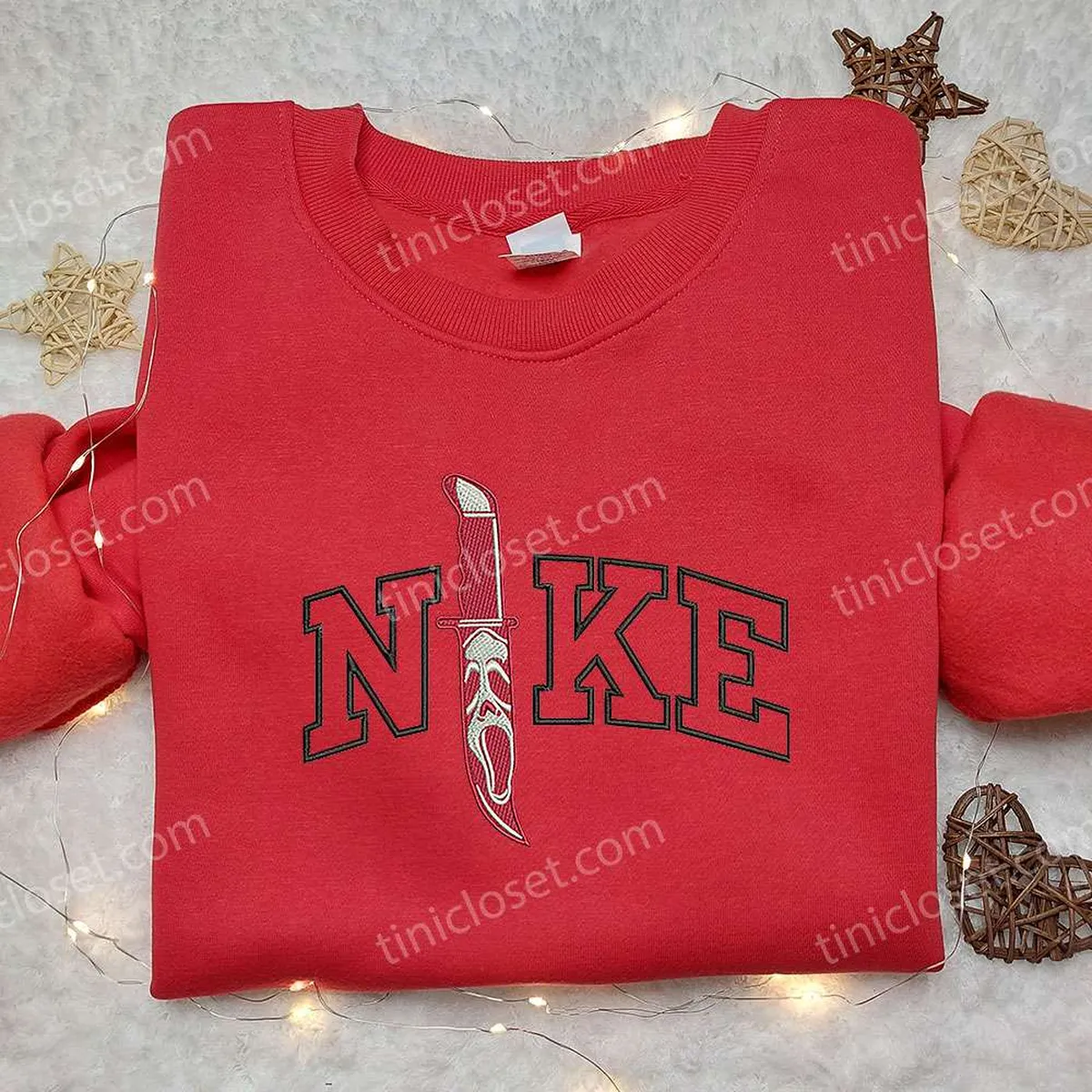 nike x knife ghost embroidered shirt nike inspired embroidered shirt halloween embroidered shirt