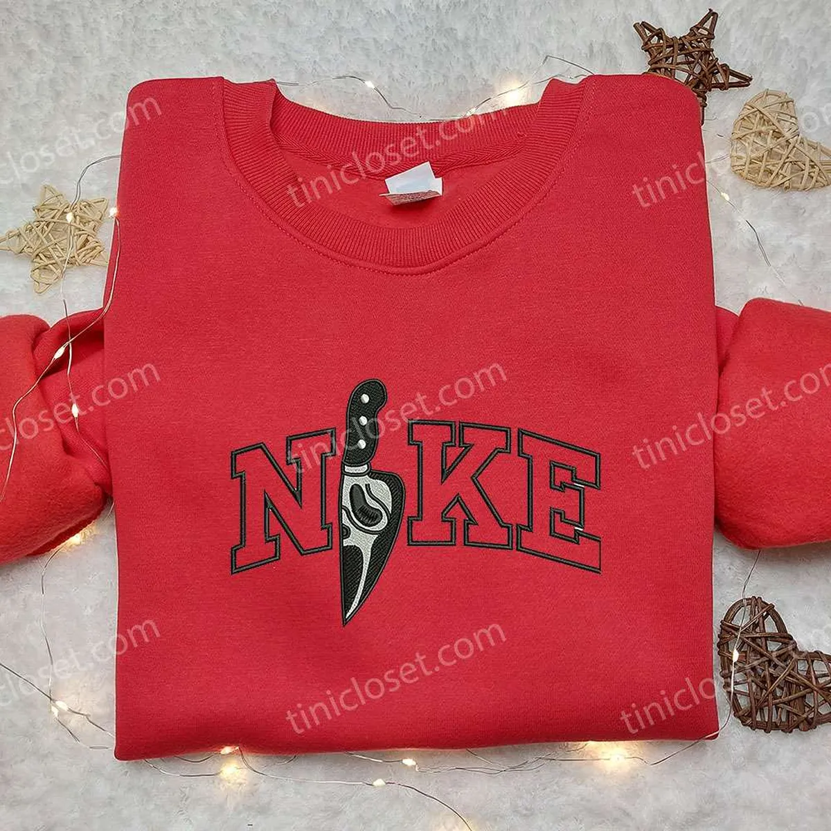 nike x knife scream embroidered shirt nike inspired embroidered shirt halloween embroidered shirt