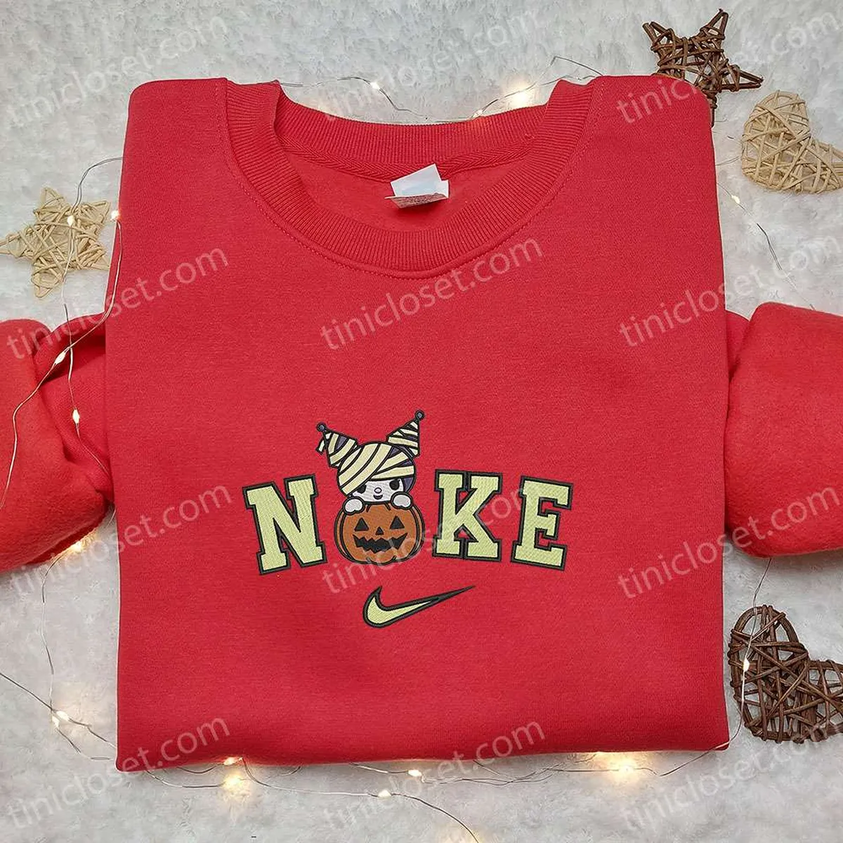 nike x kuromi mummy halloween pumpkin embroidered hoodie custom nike embroidered sweatshirt best gifts for family