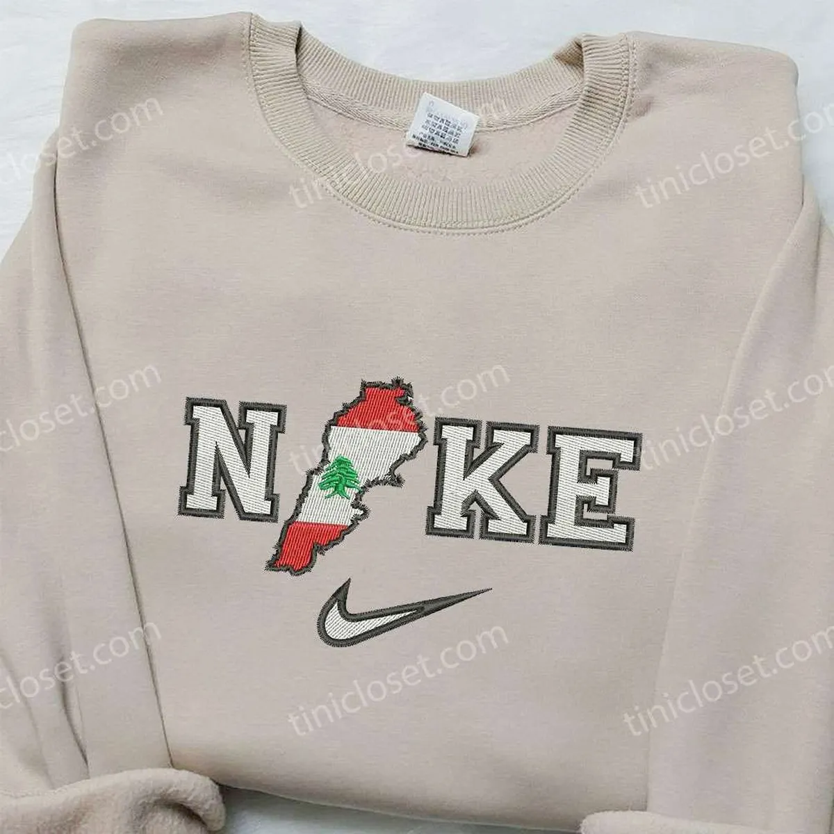 nike x lebanon map embroidered shirt custom nike embroidered shirt national day gift ideas