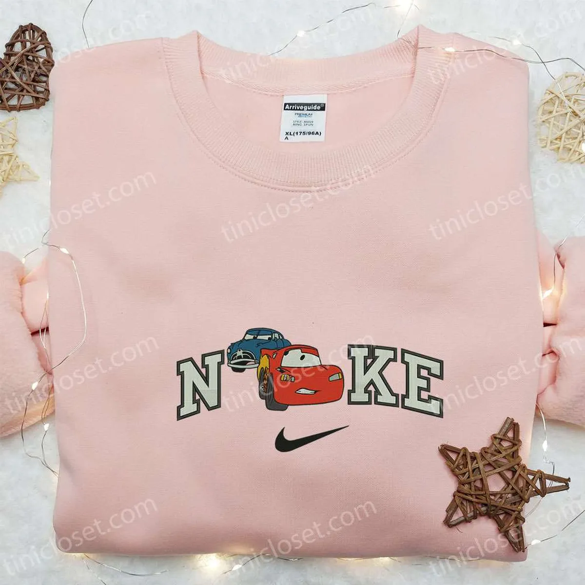 nike x lightning mcqueen and doc hudson embroidered sweatshirt disney pixar cars embroidered hoodie custom nike embroidered t shirt p8cnk
