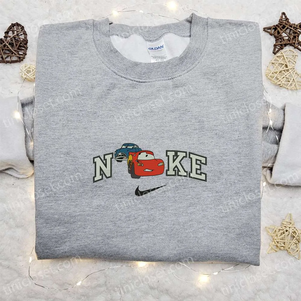 nike x lightning mcqueen and doc hudson embroidered sweatshirt disney pixar cars embroidered hoodie custom nike embroidered t shirt ru36f