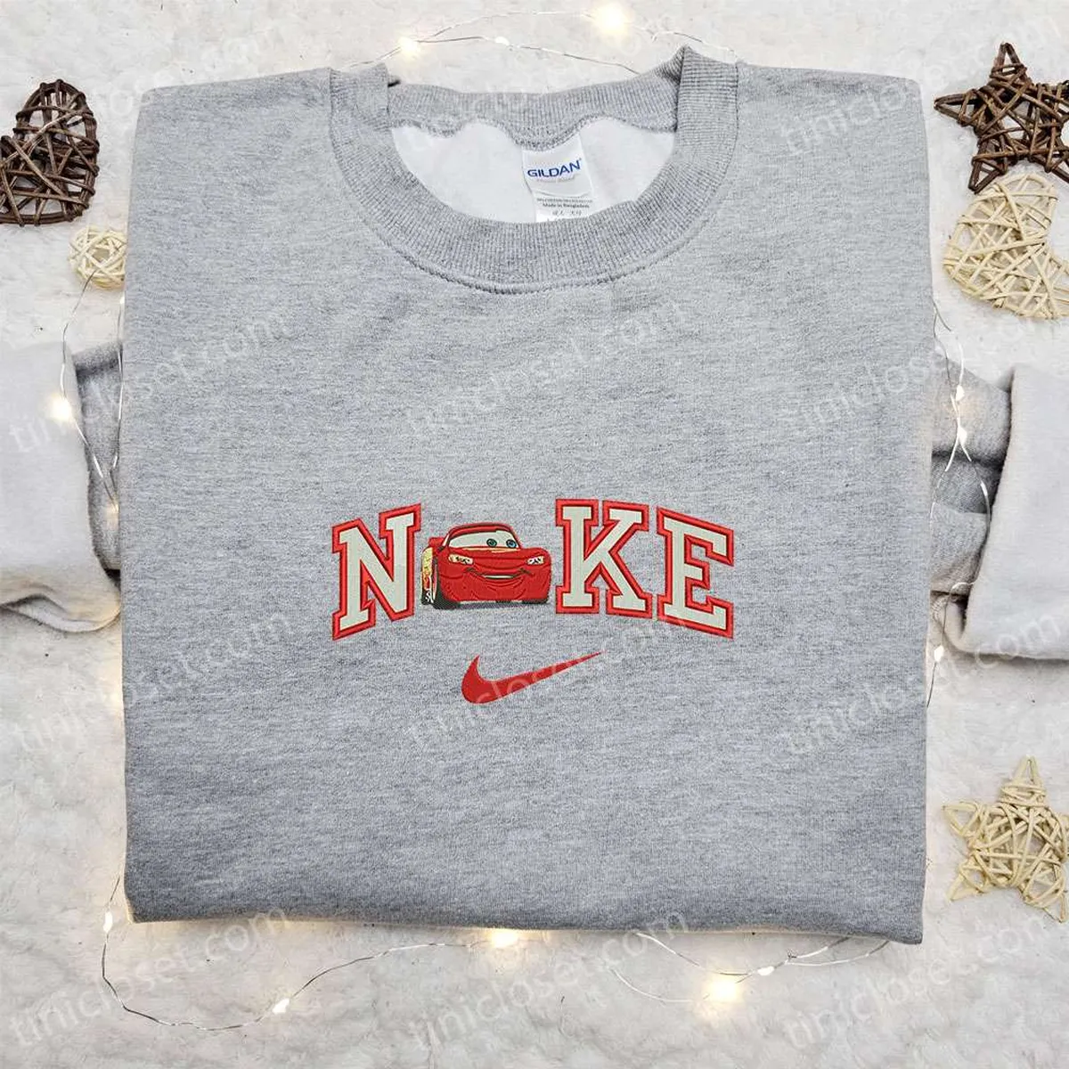 nike x lightning mcqueen car embroidered sweatshirt car pixar disney embroidered shirt best gift ideas 4jed3