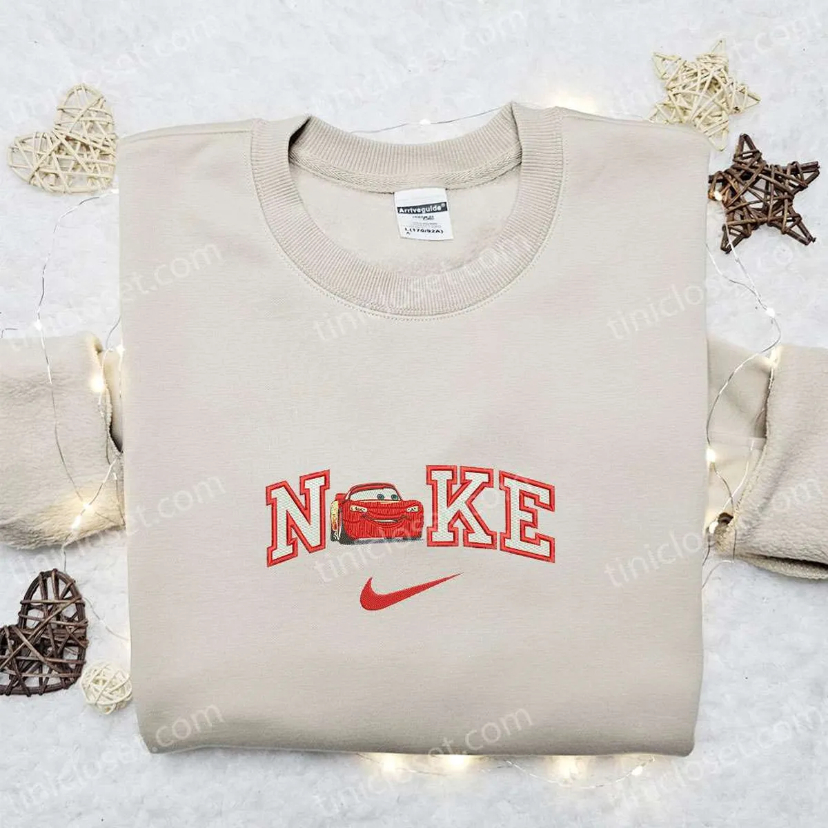 nike x lightning mcqueen car embroidered sweatshirt car pixar disney embroidered shirt best gift ideas svzoy