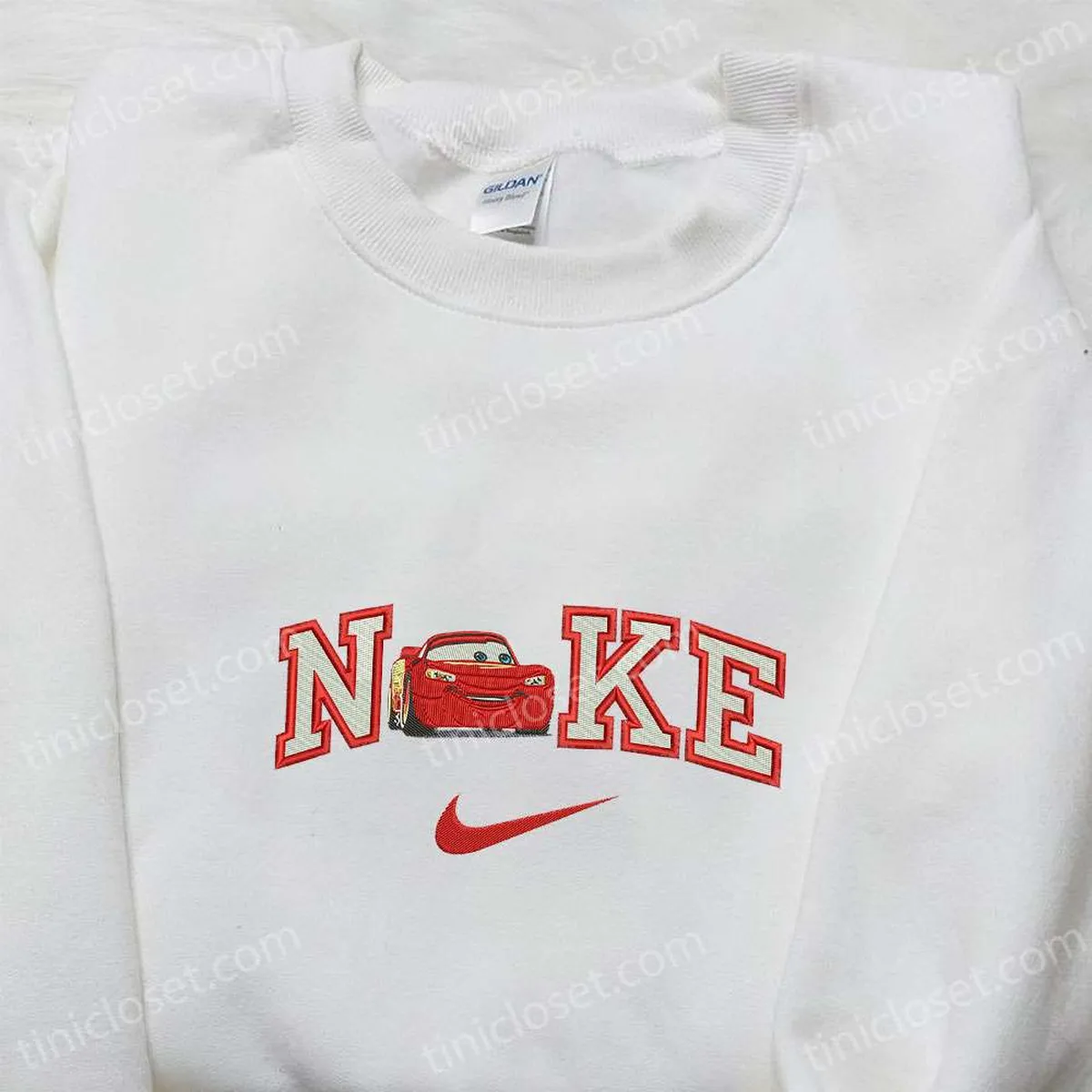 nike x lightning mcqueen car embroidered sweatshirt car pixar disney embroidered shirt best gift ideas ydluz
