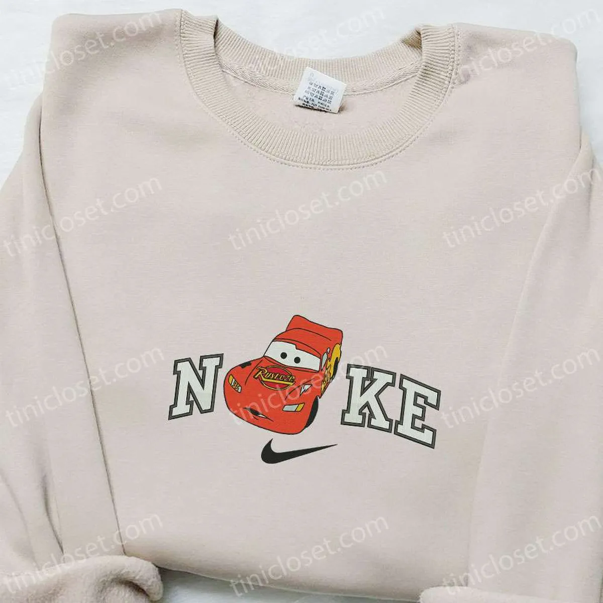 nike x lightning mcqueen pixar cars embroidered shirt disney cars embroidered sweatshirt nike inspired embroidered hoodie gmig8