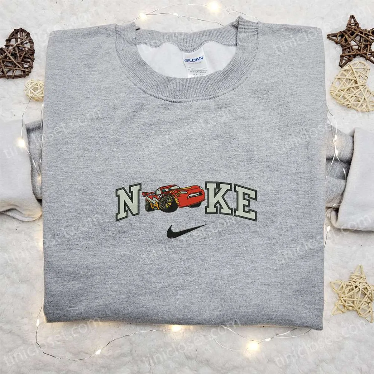 nike x lightning mcqueen pixar cars embroidered sweatshirt disney embroidered t shirt nike inspired embroidered hoodie cpbjr
