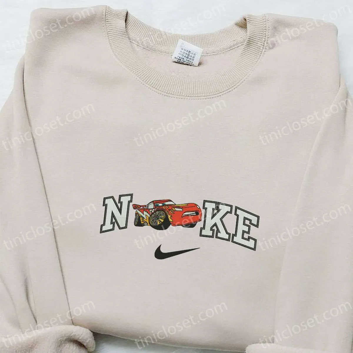 nike x lightning mcqueen pixar cars embroidered sweatshirt disney embroidered t shirt nike inspired embroidered hoodie nwafo
