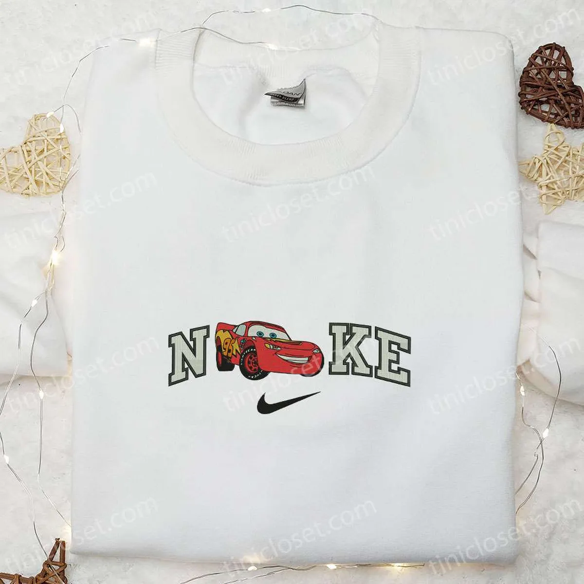 nike x lightning mcqueen pixar cars embroidered t shirt disney cars embroidered sweatshirt nike inspired embroidered hoodie swbfw