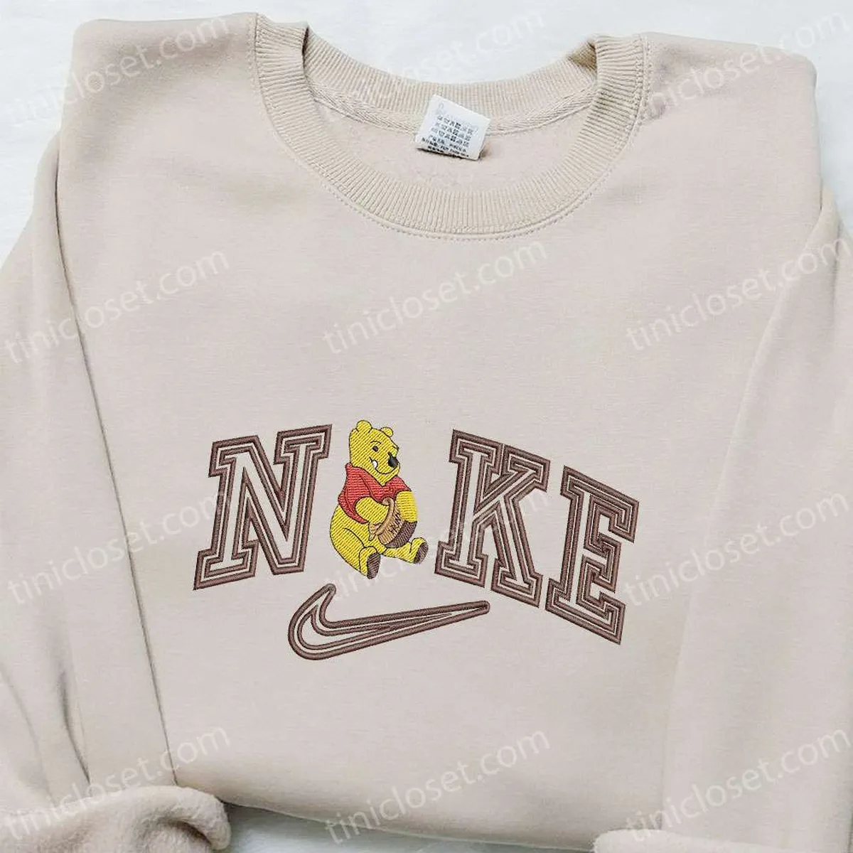 nike x winnie the pooh cartoon embroidered sweatshirt disney characters embroidered shirt nike inspired embroidered t shirt kvy3i
