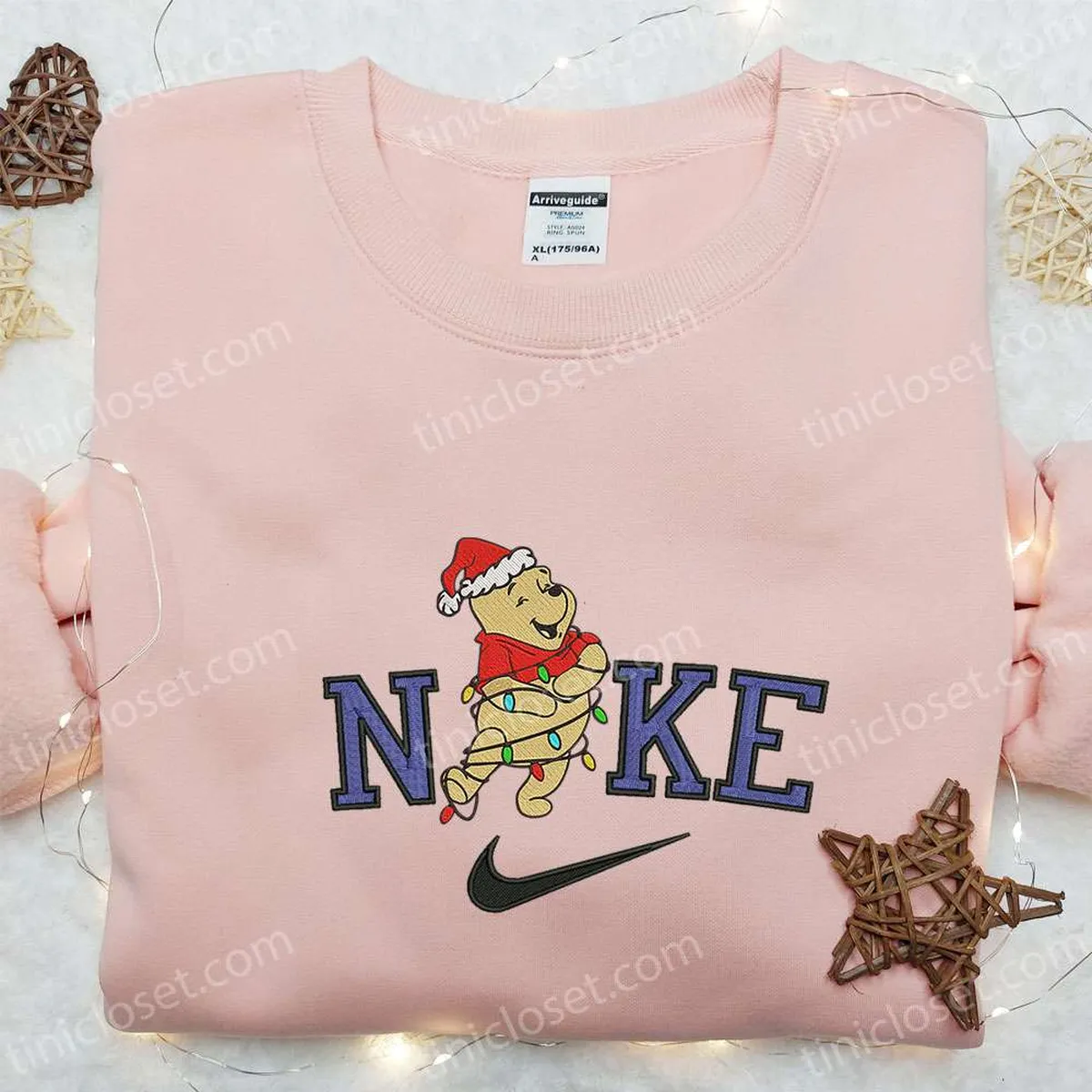 nike x winnie the pooh christmas light embroidered shirt disney embroidered hoodie family christmas sweatshirts g6qle
