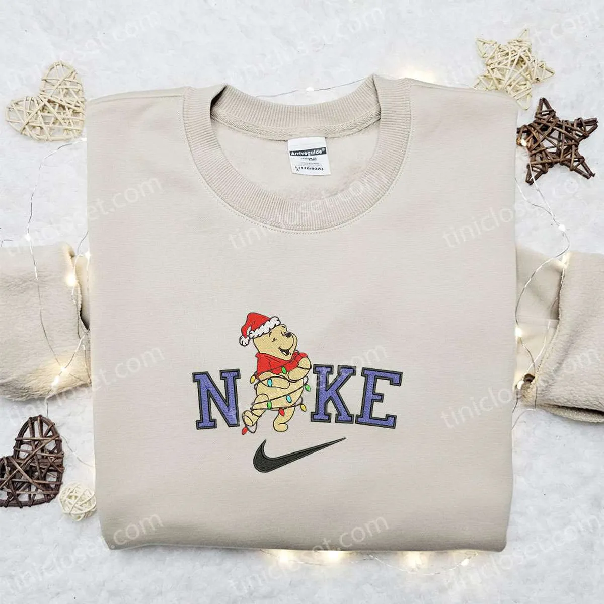 nike x winnie the pooh christmas light embroidered shirt disney embroidered hoodie family christmas sweatshirts m4l6p