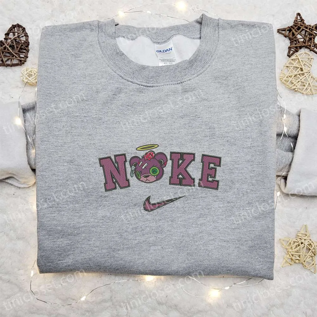 nike x zombie teddy bear embroidered sweatshirt halloween embroidered hoodie nike inspired embroidered shirt dcgly