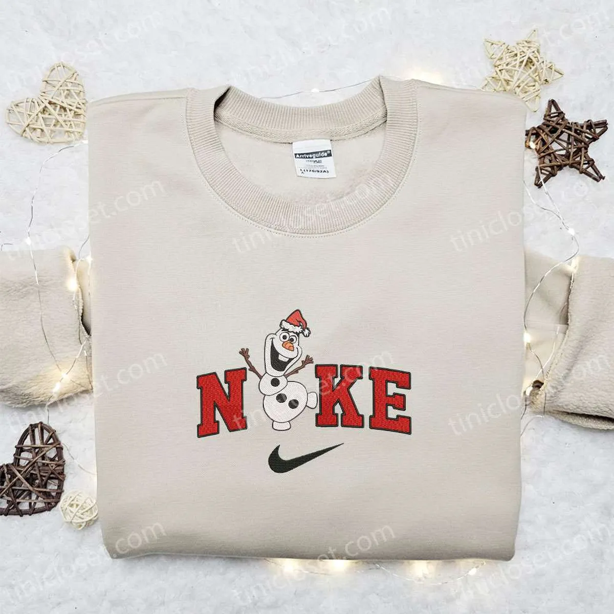 olaf disney x nike christmas embroidered sweatshirt disney characters movie merry christmas embroidered shirt best christmas day gift ideas