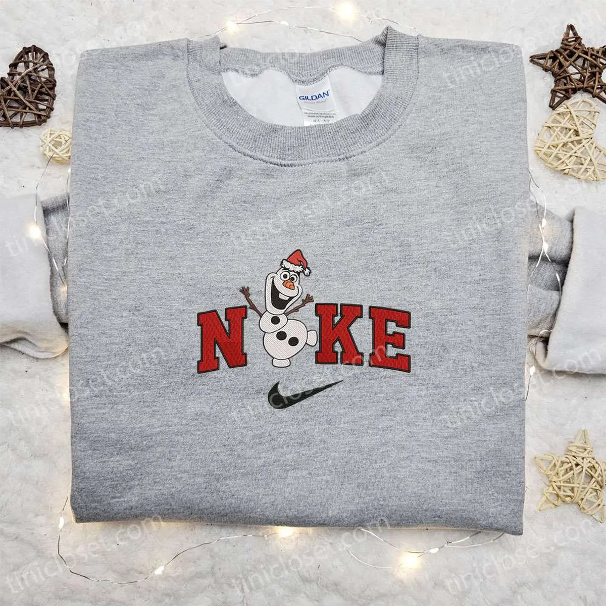 olaf disney x nike christmas embroidered sweatshirt disney characters movie merry christmas embroidered shirt best christmas day gift ideas jycya