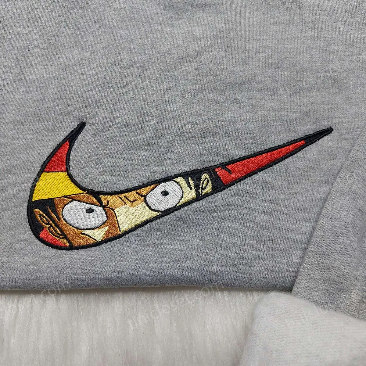 one piece luffy nike swoosh shirt anime embroidered sweatshirt anime nike embroidered hoodie g9owk