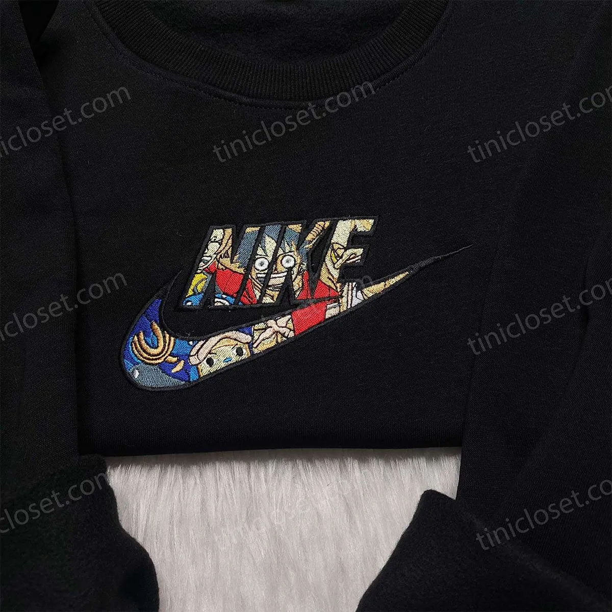 one piece luffy x nike shirt one piece embroidered sweatshirt anime nike embroidered hoodie qydjg