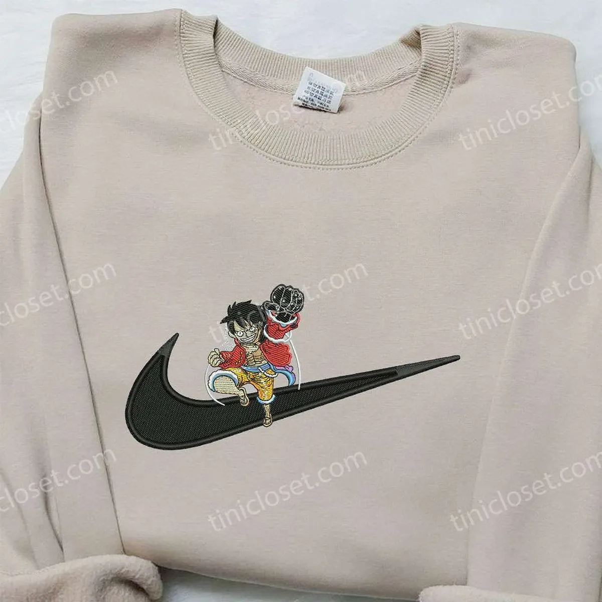 one piece monkey d luffy x nike swoosh shirt one piece embroidered shirt cool anime shirt klfeu