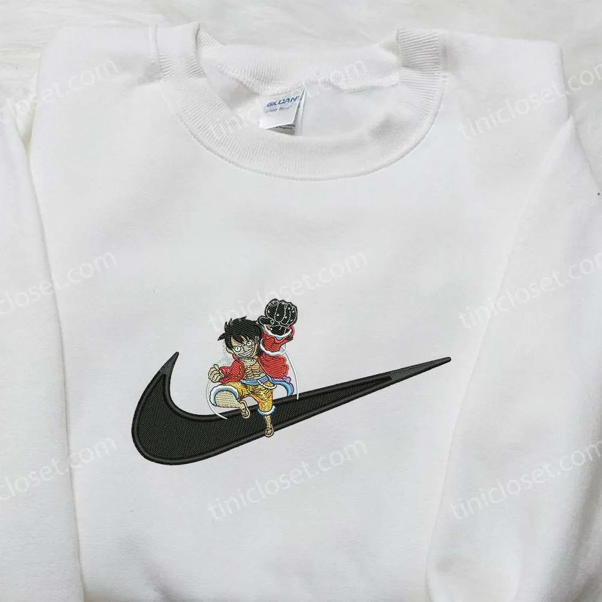 one piece monkey d luffy x nike swoosh shirt one piece embroidered shirt cool anime shirt nfhhc