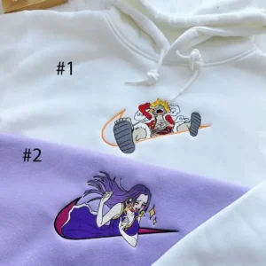 onepice luffy and boa hancock x nike embroidered sweatshirt fashion style for couples valentines gift for himher o1dcv