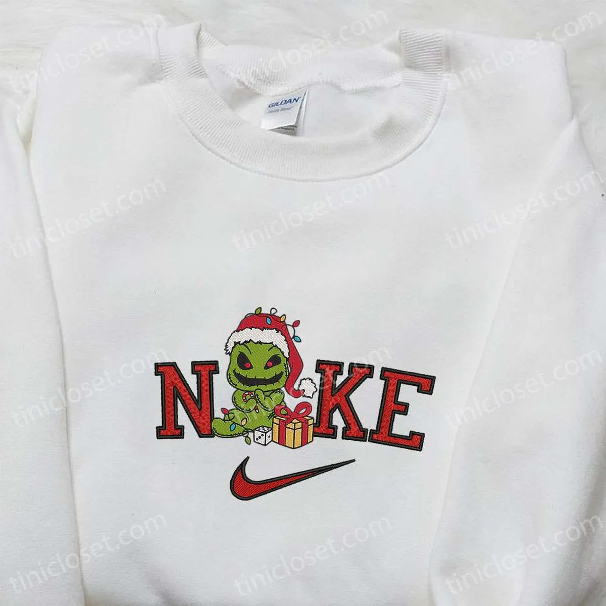 oogie boogie christmas light x nike christmas embroidered sweatshirt movie merry christmas embroidered shirt best christmas day gift ideas cata3