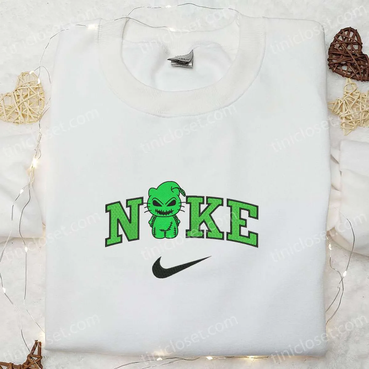 oogie boogie hello kitty x nike embroidered sweatshirt cartoon halloween embroidered shirt best halloween gift ideas pudqa