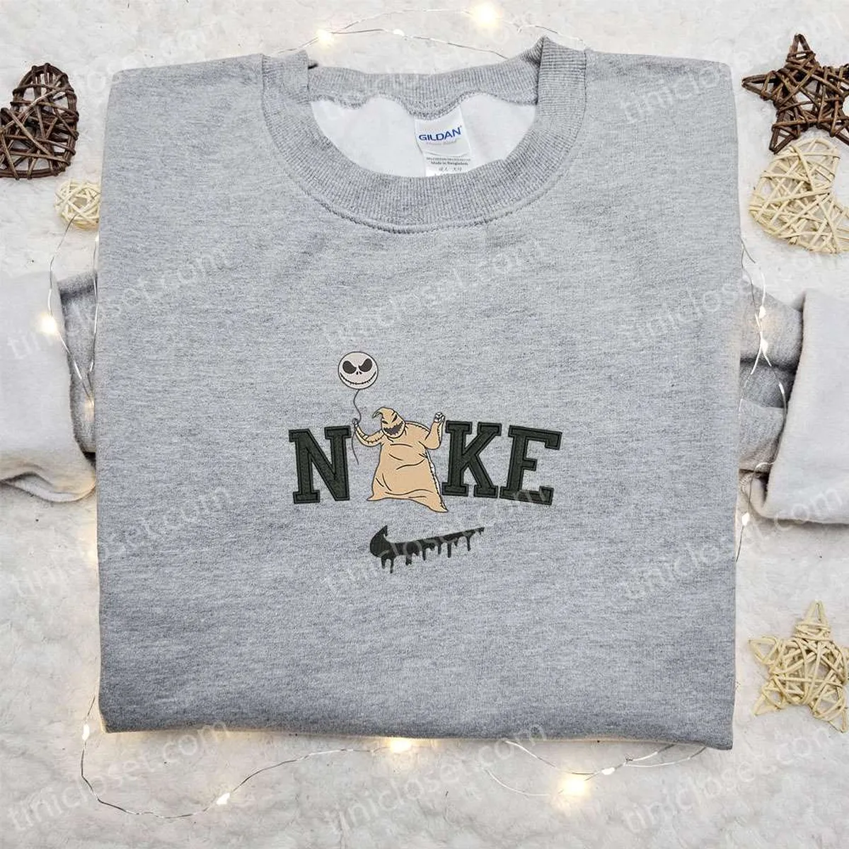 oogie boogie jack balloon x nike embroidered sweatshirt horror movie halloween embroidered shirt best halloween gift ideas hklny