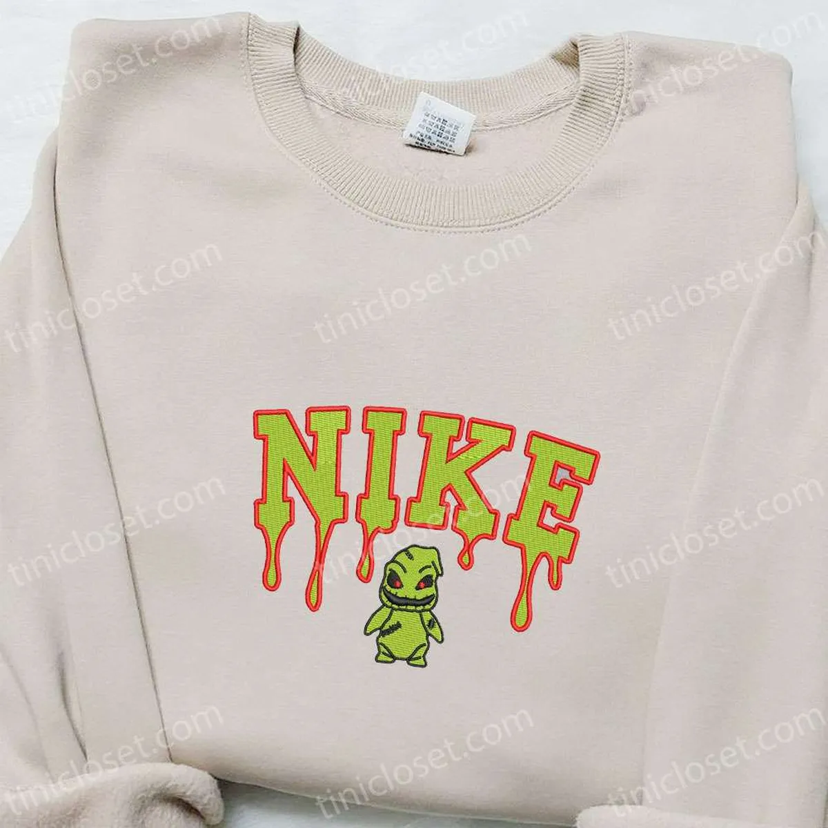 oogie boogie x nike embroidered shirt the nightmare before christmas cartoon embroidered hoodie halloween embroidered sweatshirt
