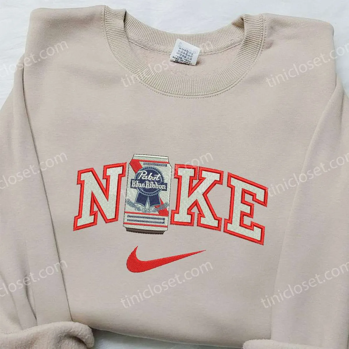 pabst bottle ribbon x nike embroidered sweatshirt favorite dink embroidered shirt nike inspired embroidered shirt eglas