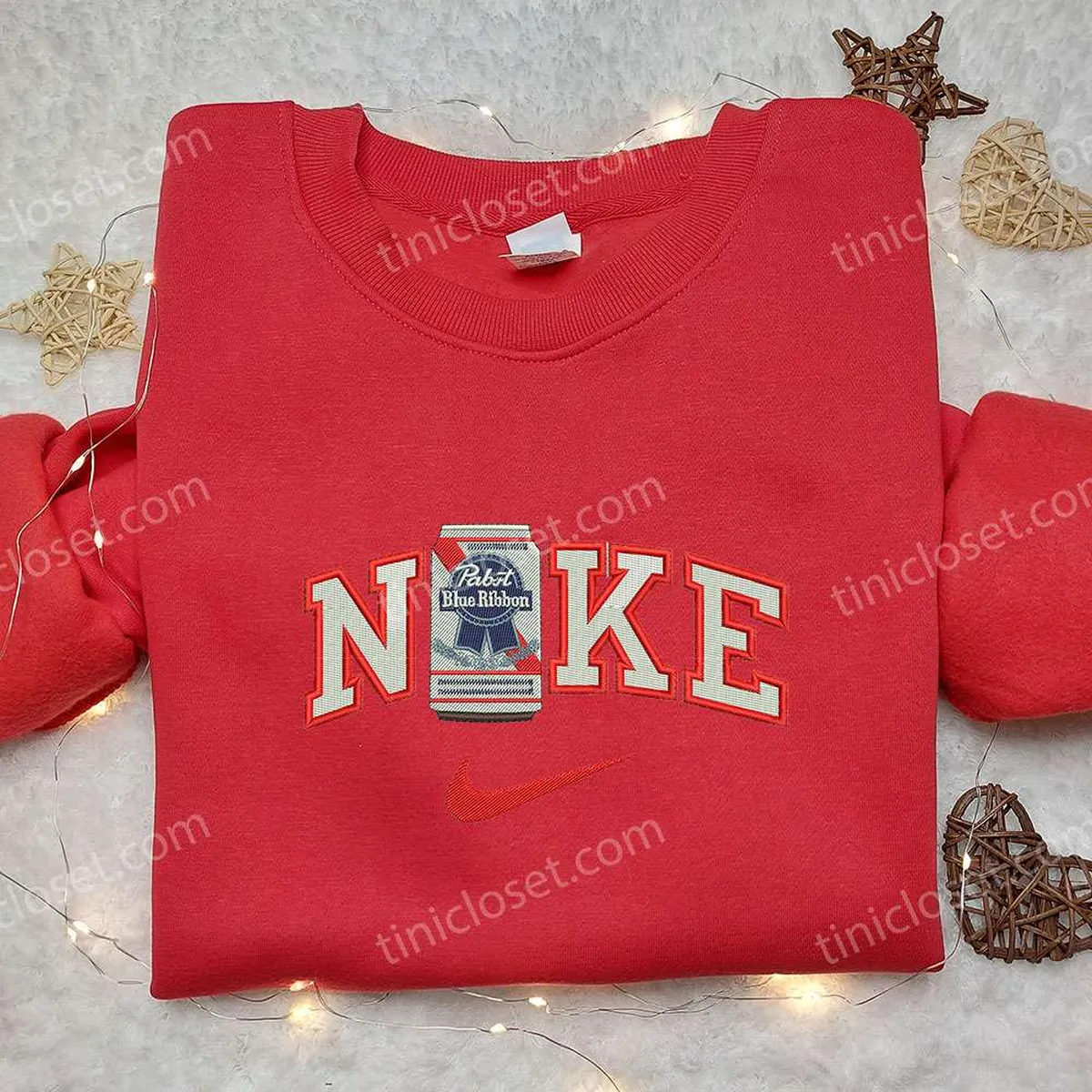 pabst bottle ribbon x nike embroidered sweatshirt favorite dink embroidered shirt nike inspired embroidered shirt elhwi