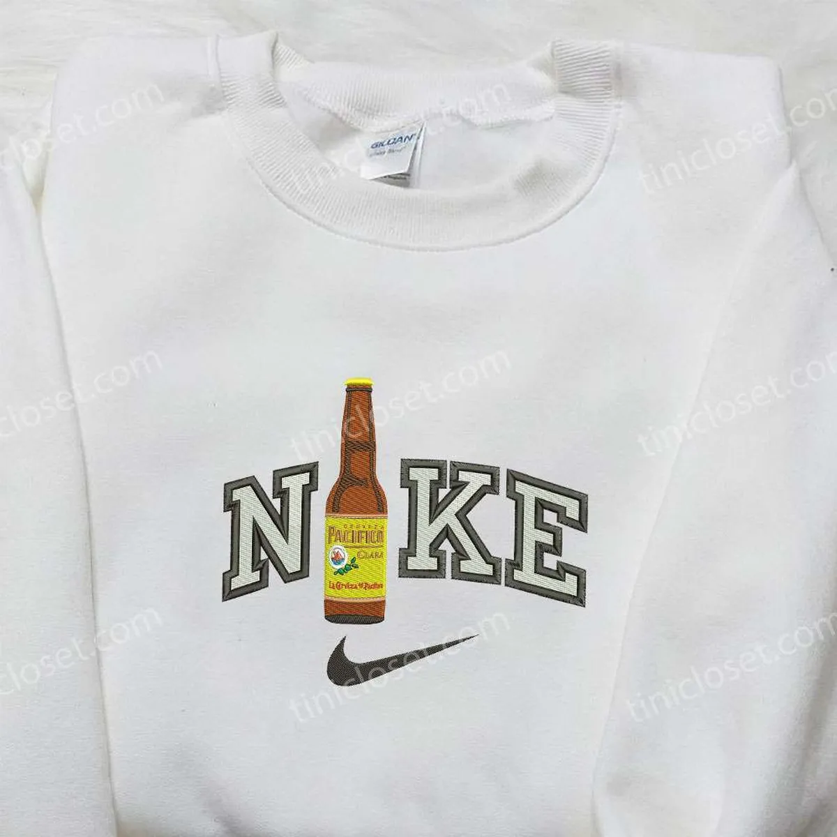 pasifico bottle beer x nike embroidered sweatshirt favorite drink embroidered sweatshirt nike inspired embroidered shirt dkku7