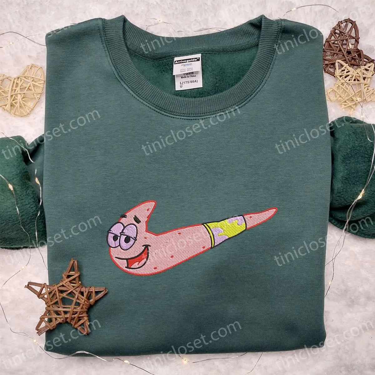 patrick star x nike swoosh embroidered shirt spongebob cartoon embroidered hoodie nike inspired embroidered sweatshirt 4dvqr