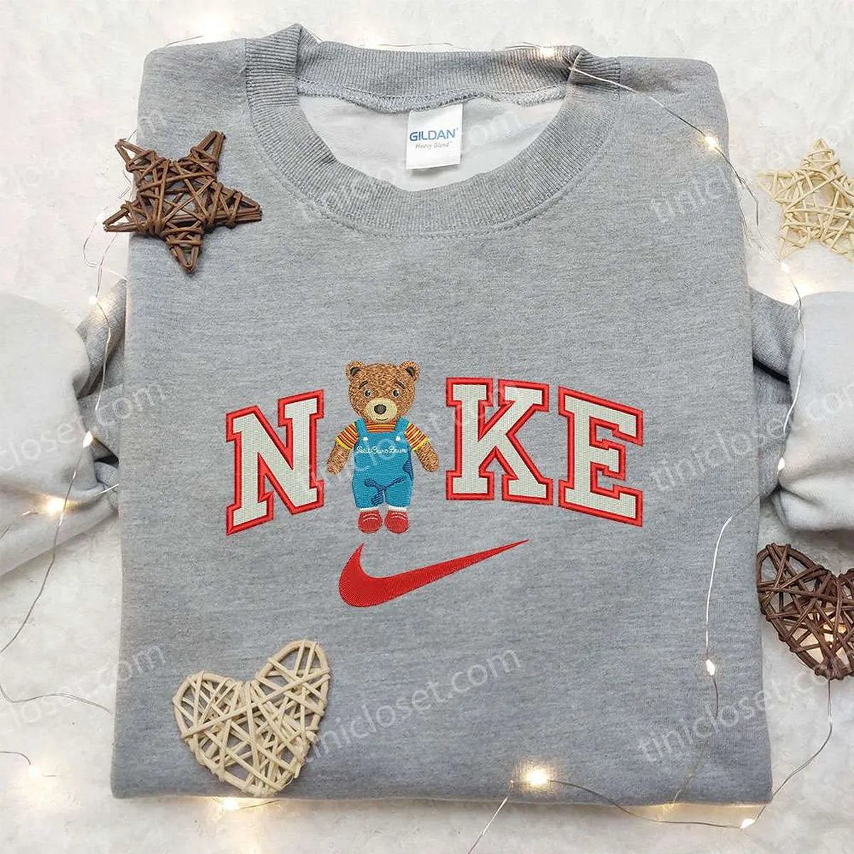 peluche petit ours brun x nike embroidered sweatshirt animal embroidered shirt best birthday gifts ideas ariez