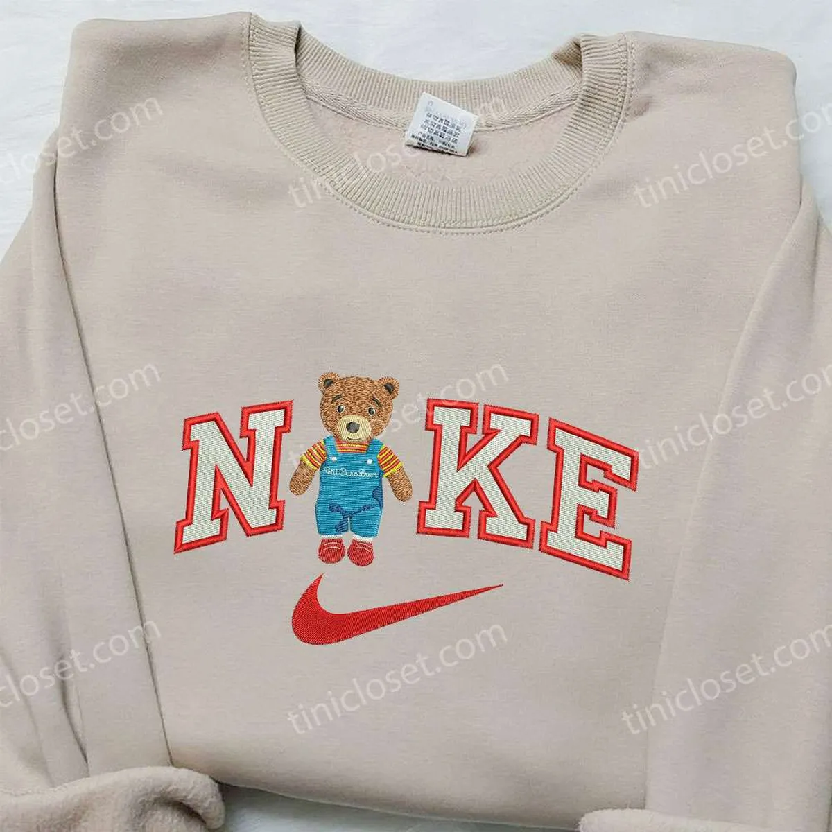 peluche petit ours brun x nike embroidered sweatshirt animal embroidered shirt best birthday gifts ideas t3rlw