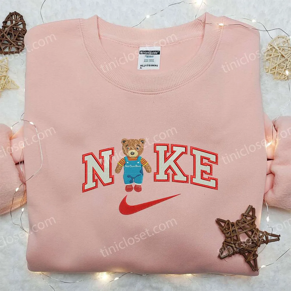 peluche petit ours brun x nike embroidered sweatshirt animal embroidered shirt best birthday gifts ideas tdnck