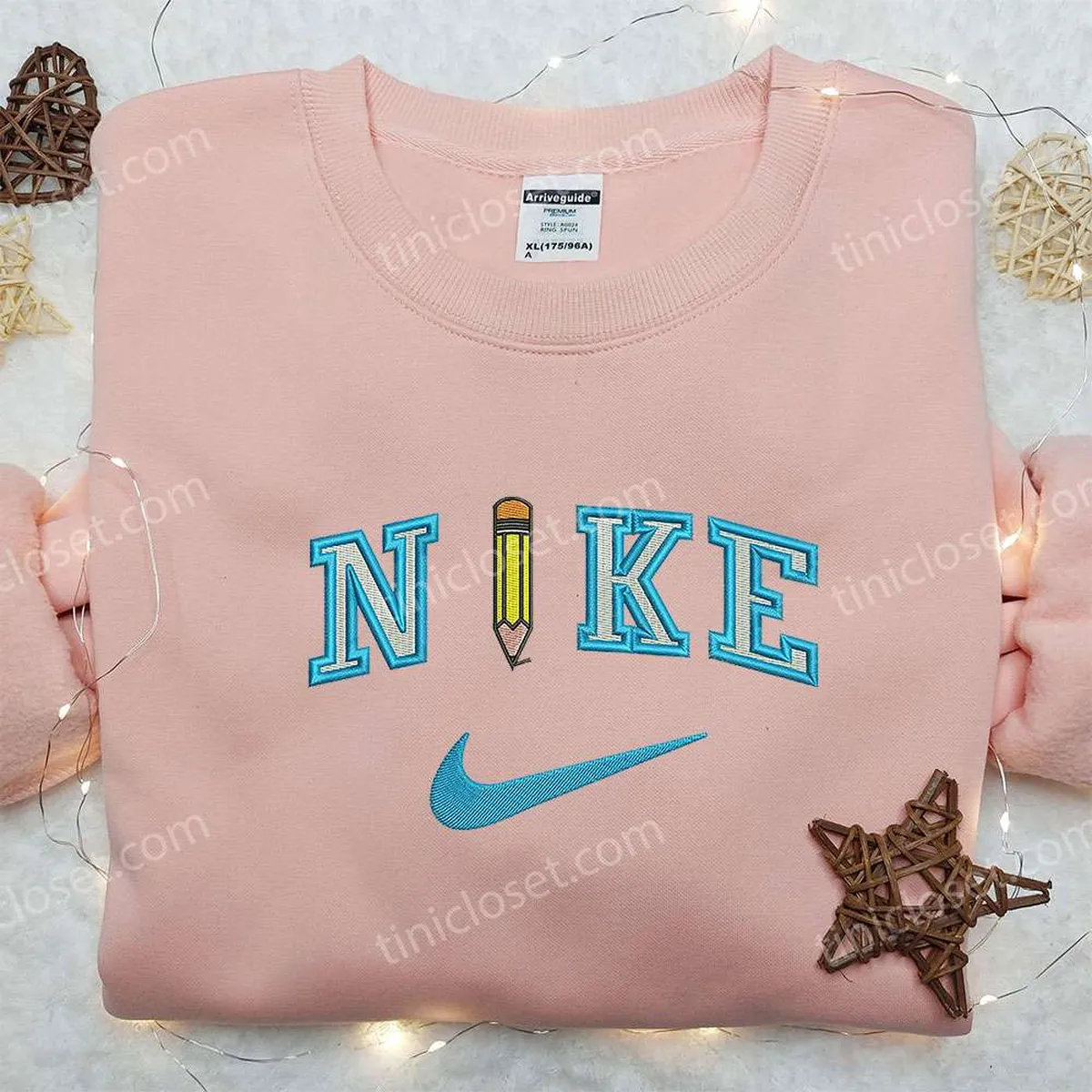 pencil x nike embroidered sweatshirt back to school embroidered sweatshirt nike inspired embroidered shirt cslai