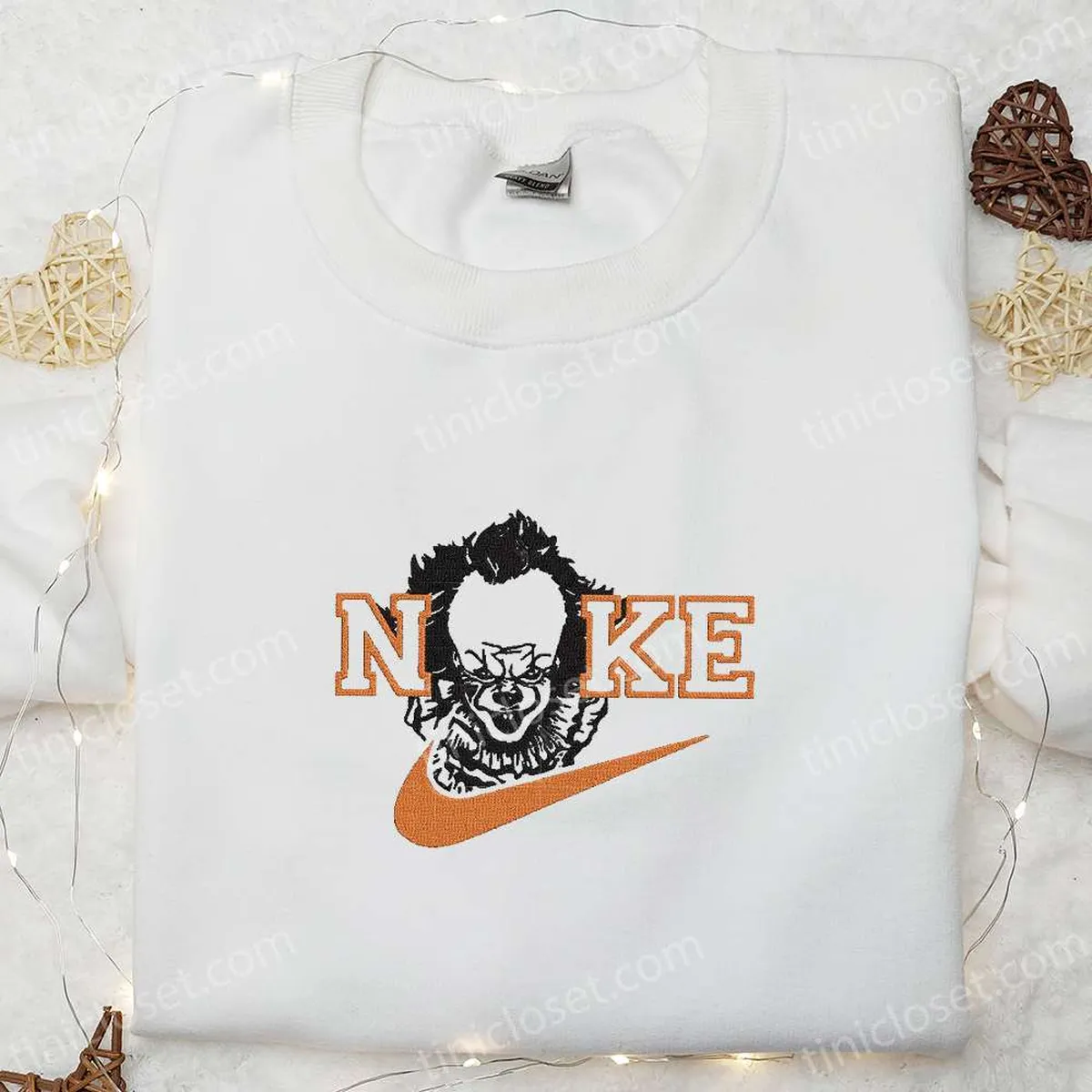 pennywise x nike embroidered hoodie nike inspired embroidered shirt best halloween gift ideas bsddn