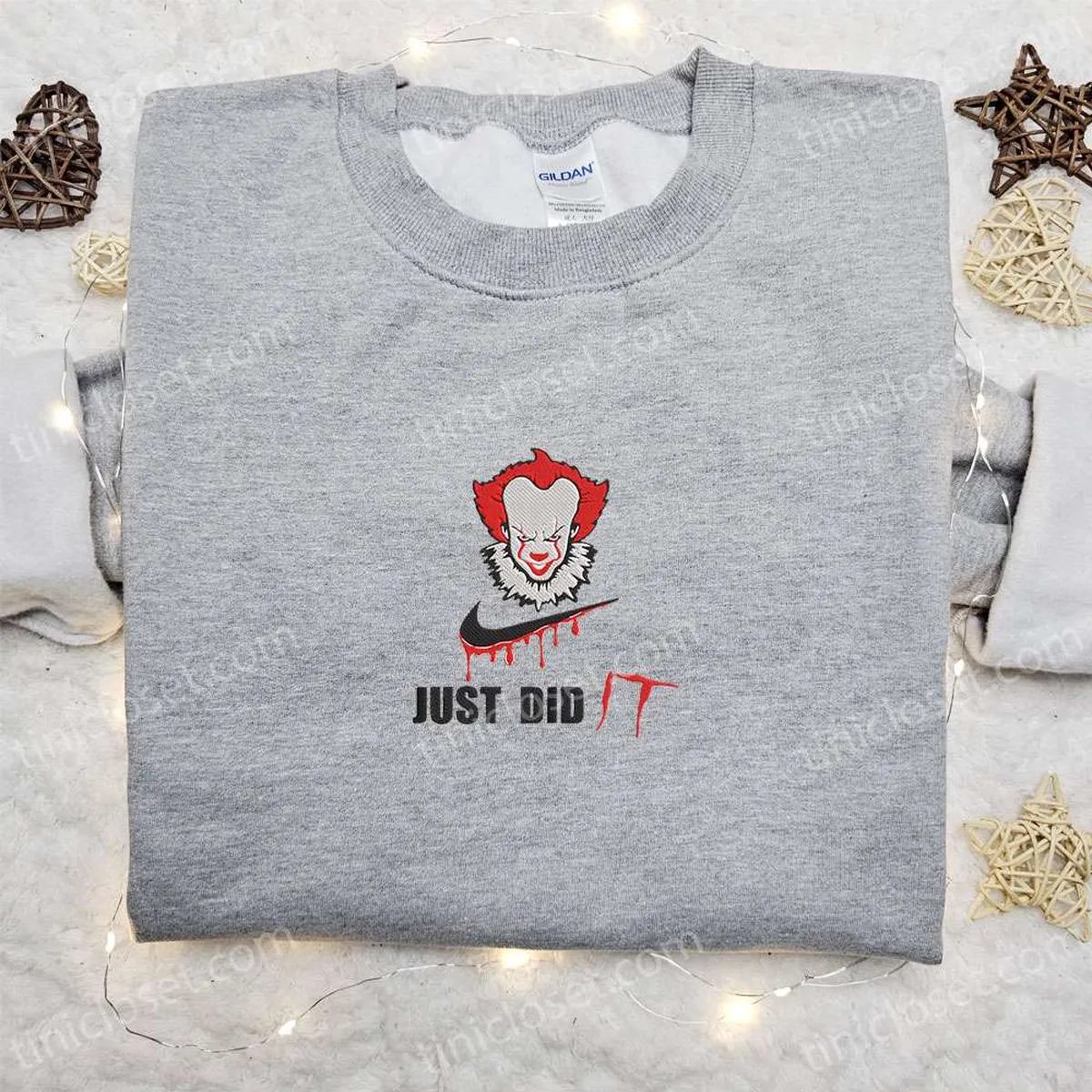 pennywise x swoosh movie embroidered sweatshirt halloween embroidered shirt best halloween gift ideas for family eehpm
