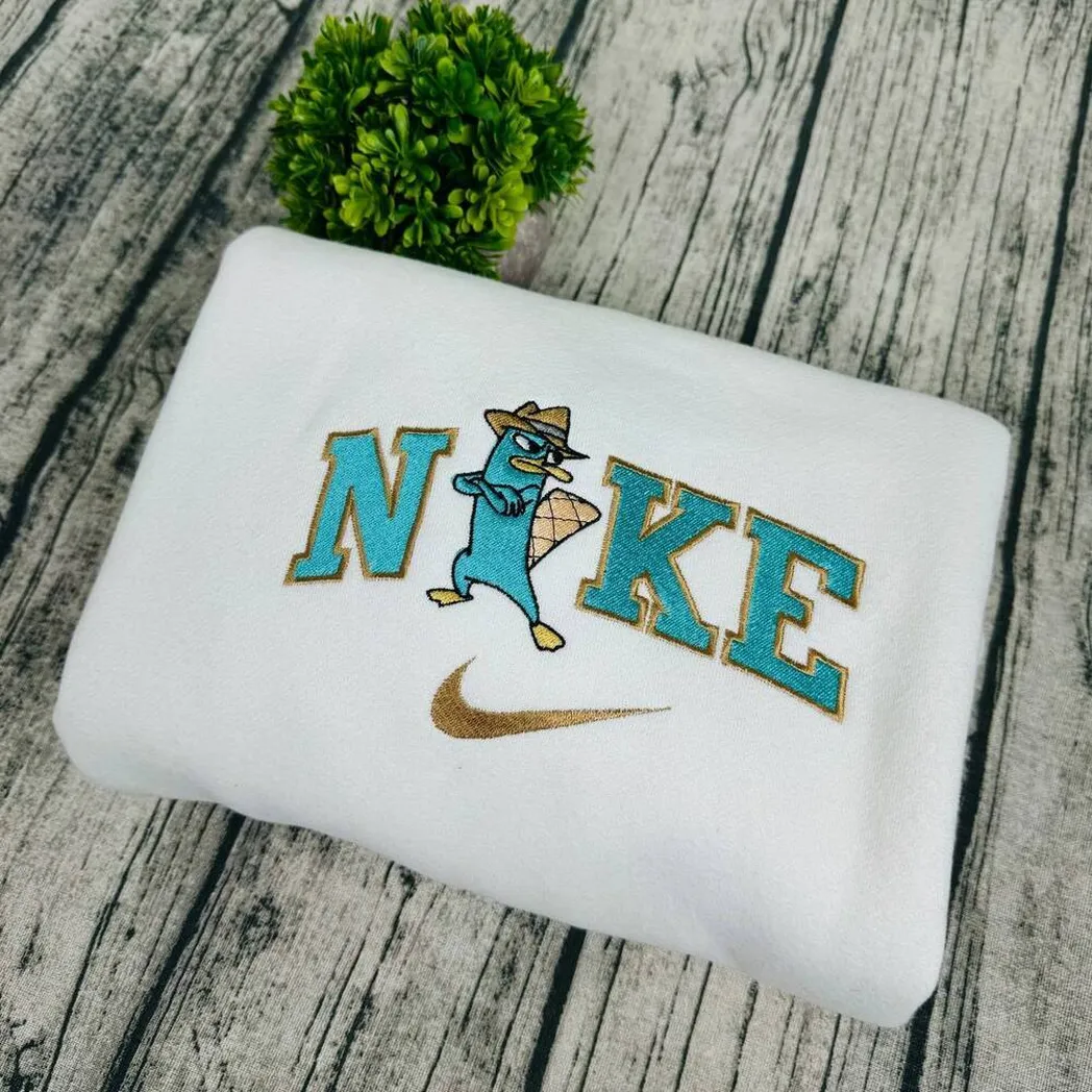 perry the platypus and dr doofenshmirtz x nike embroidered shirt embroidered sweatshirt fashion style for couples fndfg