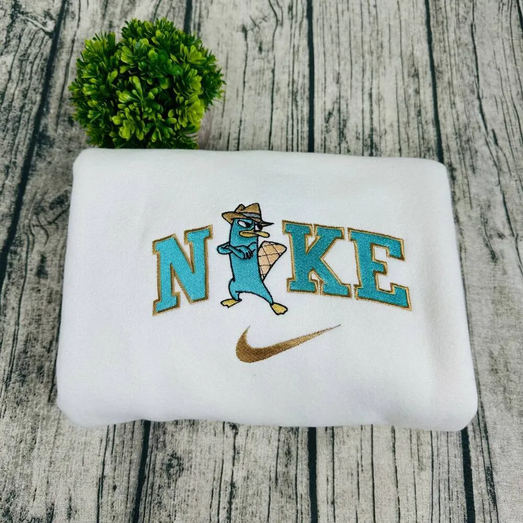 perry the platypus and dr doofenshmirtz x nike embroidered shirt embroidered sweatshirt fashion style for couples gtngk