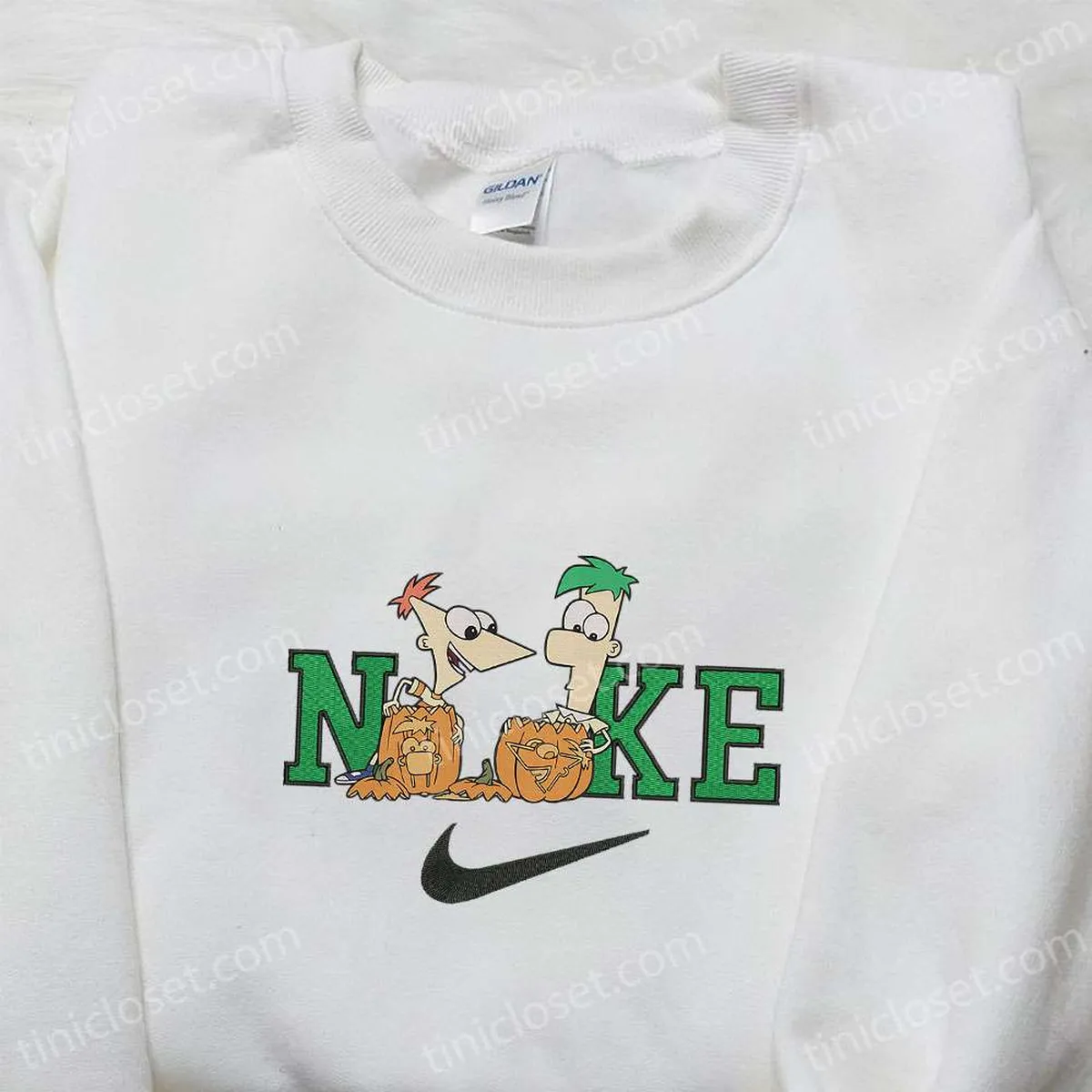 phineas and ferb pumpkin halloween x nike embroidered sweatshirt halloween embroidered shirt best halloween gift ideas zckld