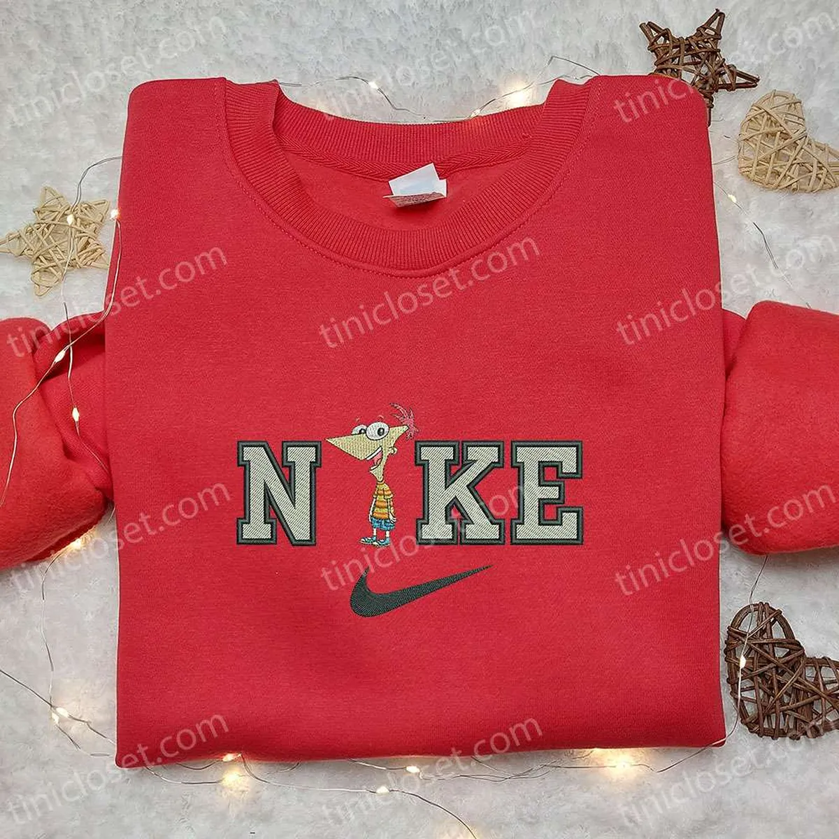 phineas flynn x nike cartoon embroidered shirt phineas and ferb embroidered shirt nike inspired embroidered shirt afeir