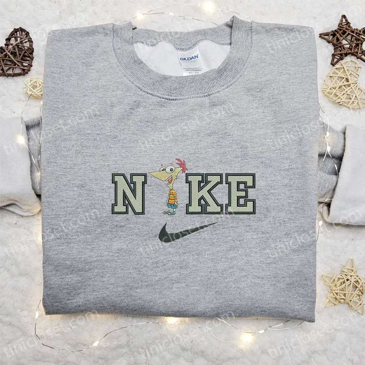 phineas flynn x nike cartoon embroidered shirt phineas and ferb embroidered shirt nike inspired embroidered shirt sfect
