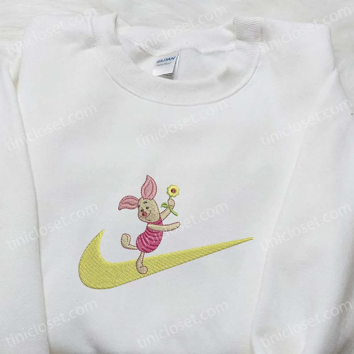 piglet cartoon x swoosh embroidered hoodie disney characters embroidered shirt best gift ideas for family