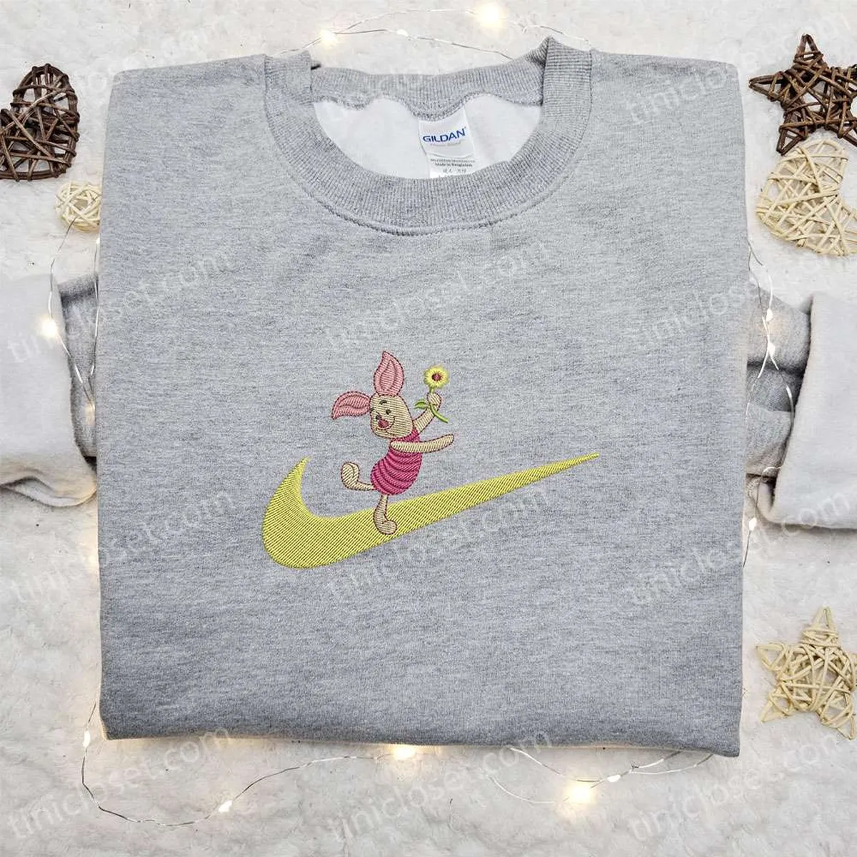 piglet cartoon x swoosh embroidered hoodie disney characters embroidered shirt best gift ideas for family hv9wo