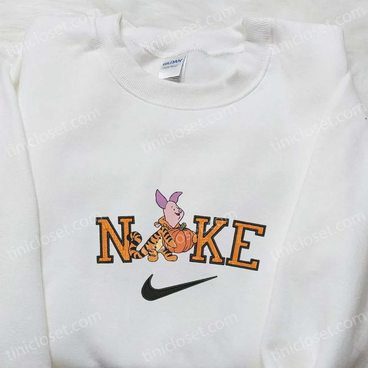 piglet tigger pumpkin halloween x nike embroidered sweatshirt walt disney characters embroidered shirt best halloween gift ideas obn4d