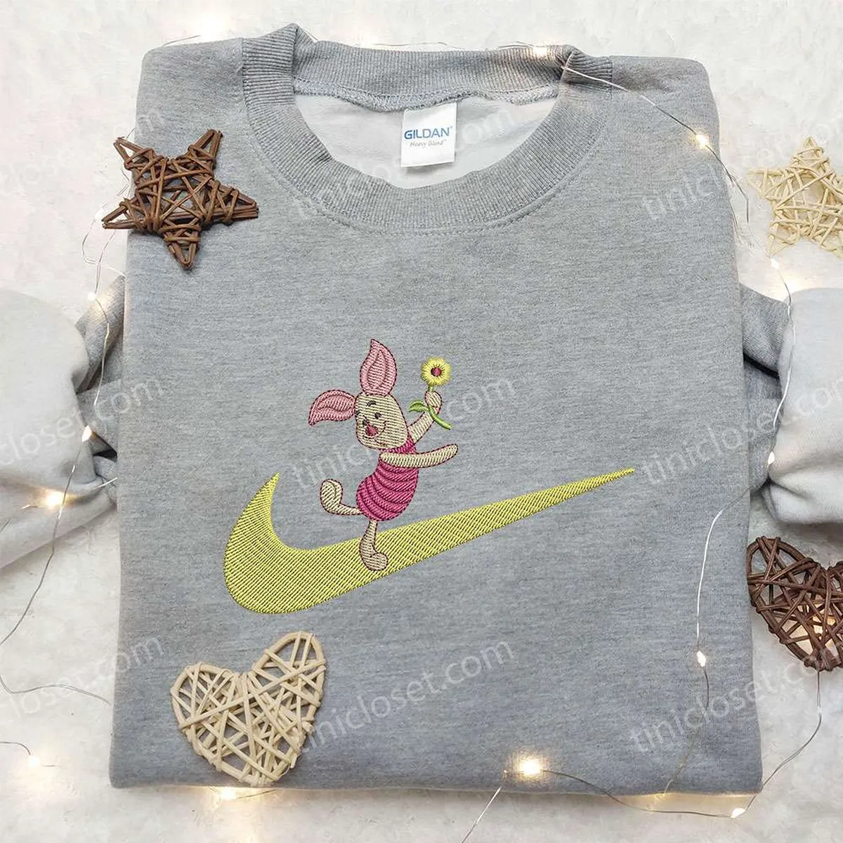 piglet x nike swoosh embroidered sweatshirt winnie the pooh disney embroidered sweatshirt nike inspired embroidered shirt 6u4i5