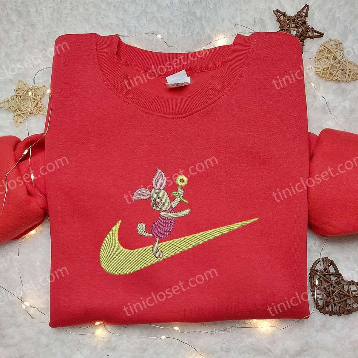 piglet x nike swoosh embroidered sweatshirt winnie the pooh disney embroidered sweatshirt nike inspired embroidered shirt epwdz