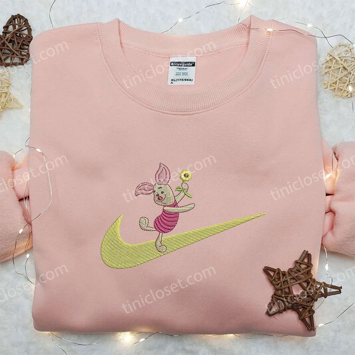 piglet x nike swoosh embroidered sweatshirt winnie the pooh disney embroidered sweatshirt nike inspired embroidered shirt fpmfr