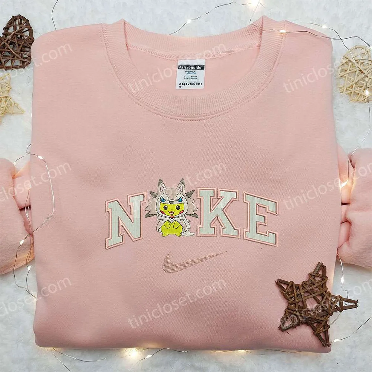 pikachu lycanroc x nike embroidered sweatshirt pokemon embroidered sweatshirt nike inspired embroidered shirt gdyoc